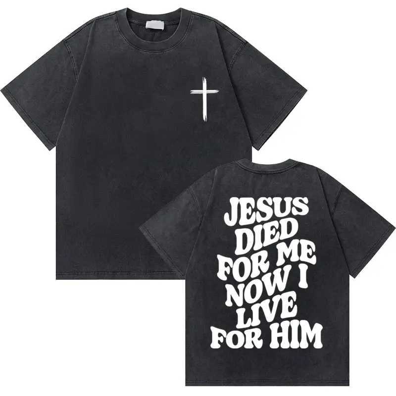 Washed Vintage Christian Jesus Good News God Loves You Bible Verse Graphic T-shirts Men Women Fashion Casual Oversized T Shirt X250113
