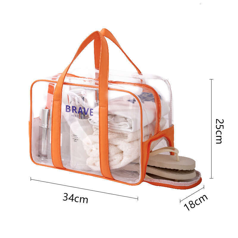 New transparent waterproof wash travel makeup dry wet separation beach bag, fiess swimming bag