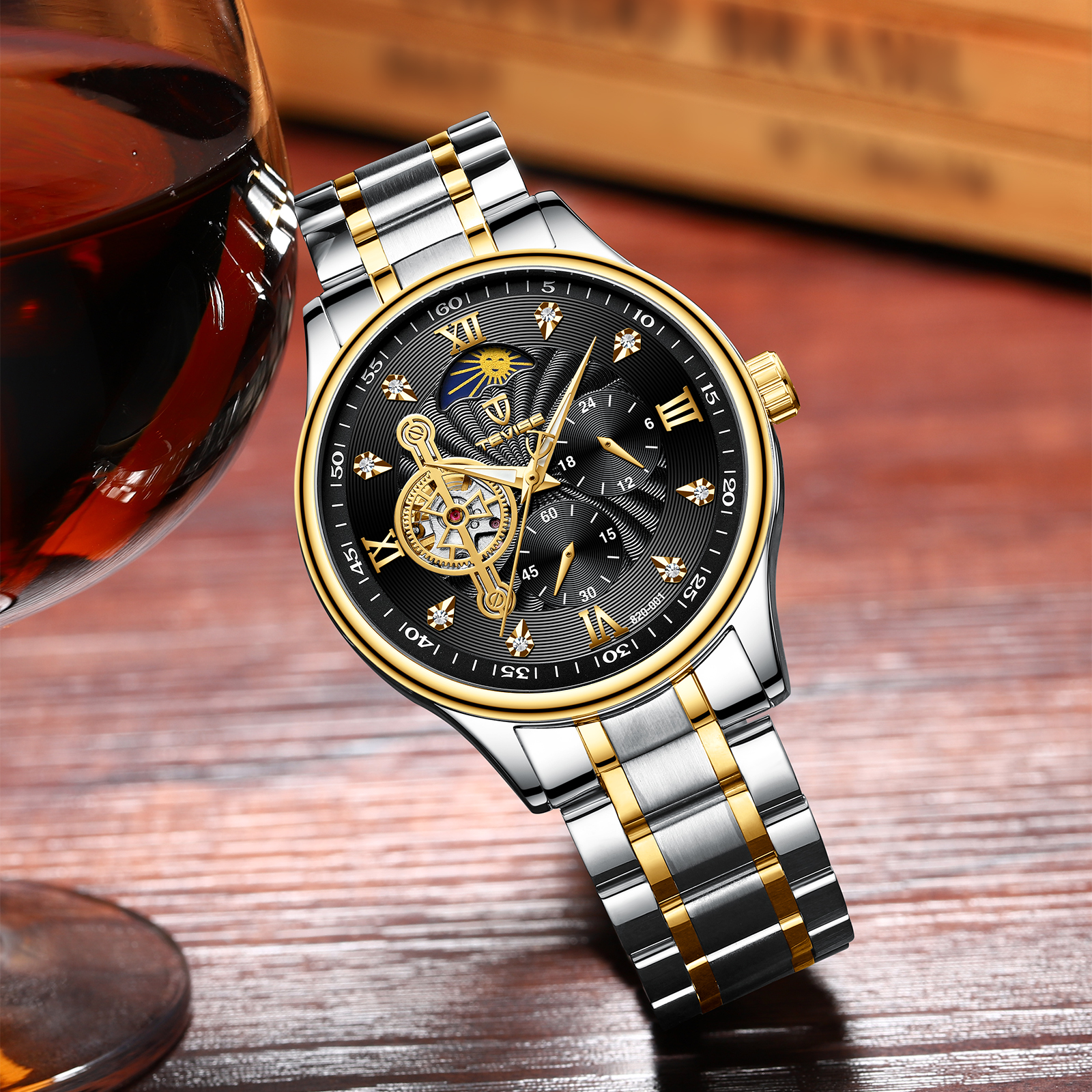 TEVISE Designer Watch Stainless Steel Strap Business Waterproof Automatic Mechanical Mens Watch T053-820-001