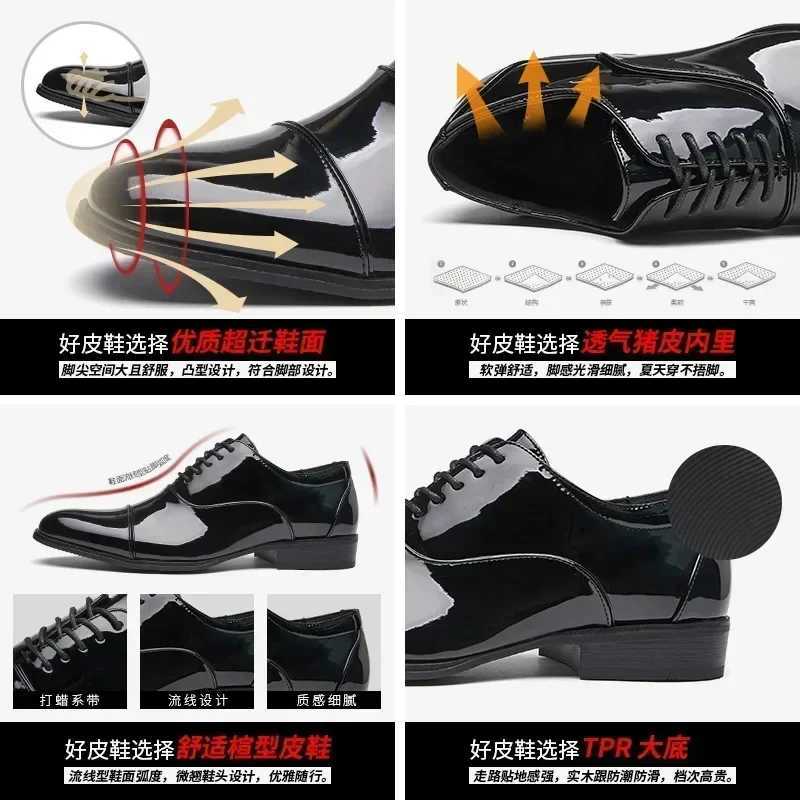 Classic Patent Leather Shoes Men Glossy Leather Shoe Man Formal Business Office Lace Up Wedding Shoes Plus Big Size 38-49XJ250113