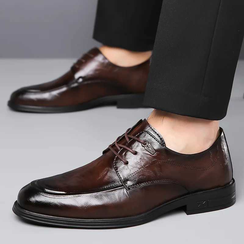 Men Leather Shoes Business Formal Cowhide Commuting Work Shoes Men British Suit Groom Wedding Men ShoesXJ250113