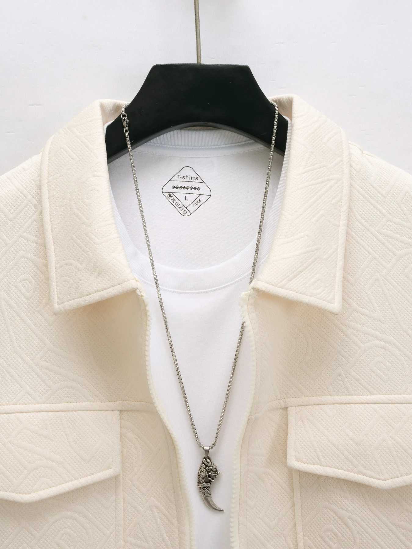 Autumn and winter new mens business casual jacket trend fashion solid color lapel pocket zipper thick long-sleeved top X250113