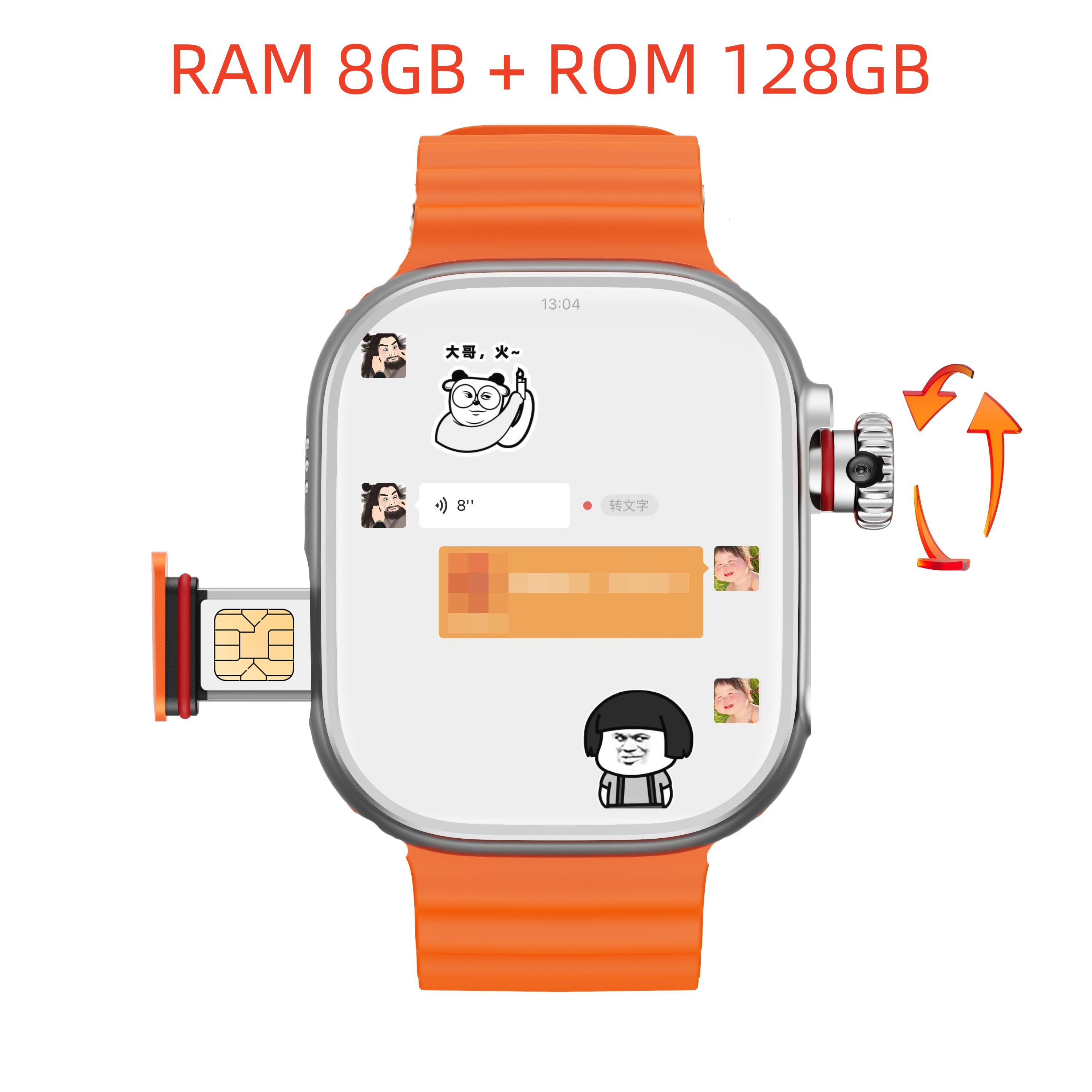 8GB+128GB 4G Smart Watch Android System With 2.2 inch Amoled Screen 800W Camera WiFi GPS 4g SIM card S9 Ultra Smartwatch For Men