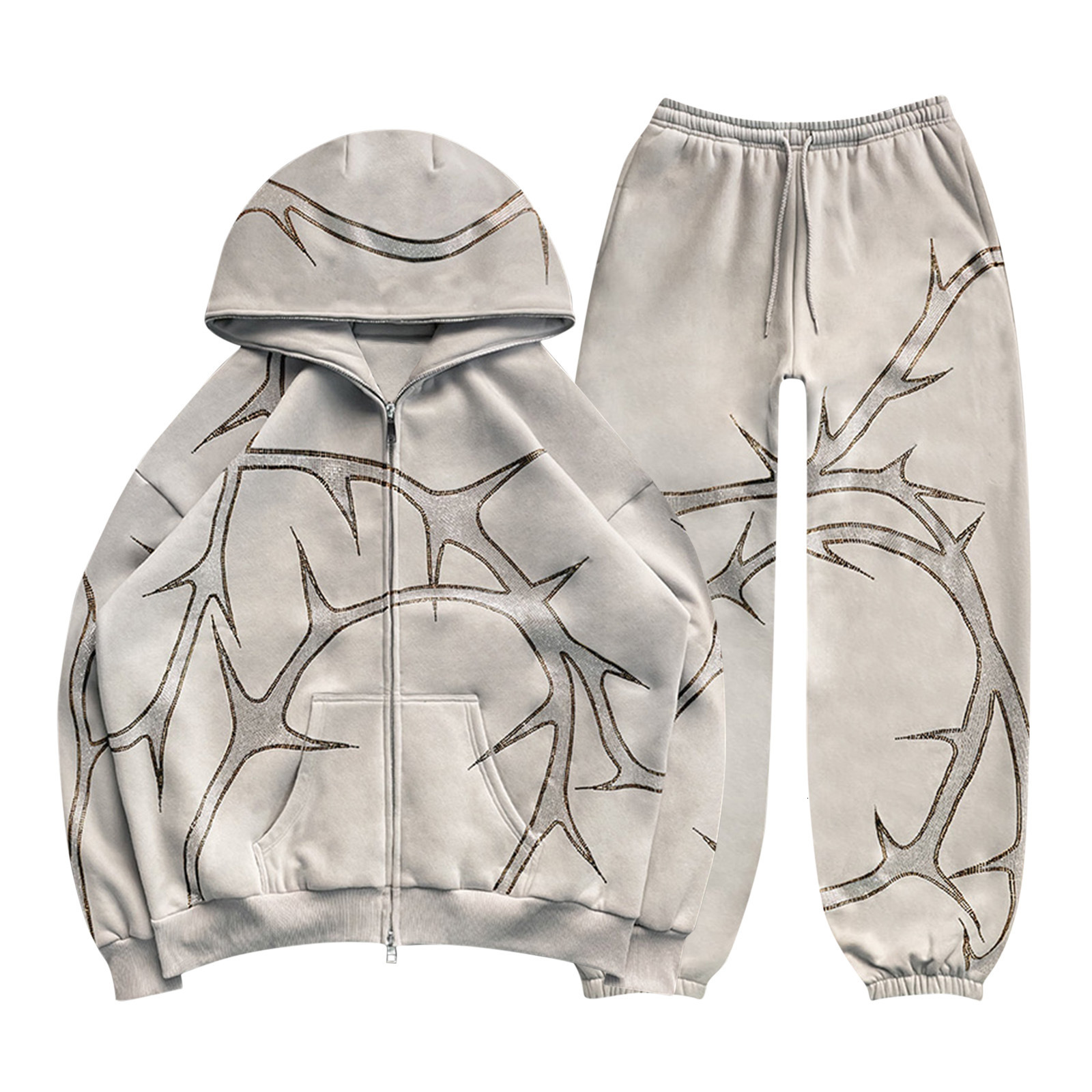 2025S Designer Men Hoodie Zipper Two Piece Sweater Pants Set