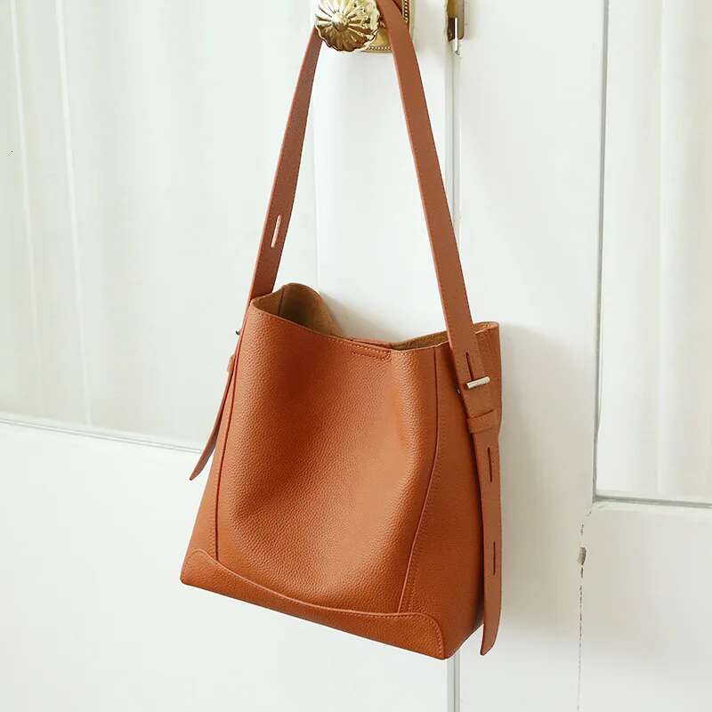New Women Female Shoulder Bags Lady Cowhide Genuine Leather Bucket Handbag Girl Messenger Crossbody Bag Tote