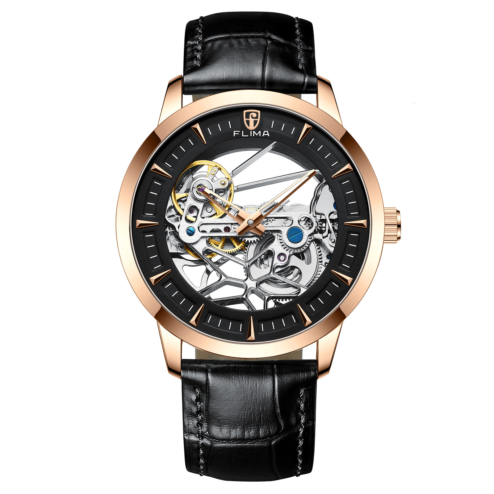 Luxury Men's Business Watch with Large Skeleton Design and Waterproof Steel Band