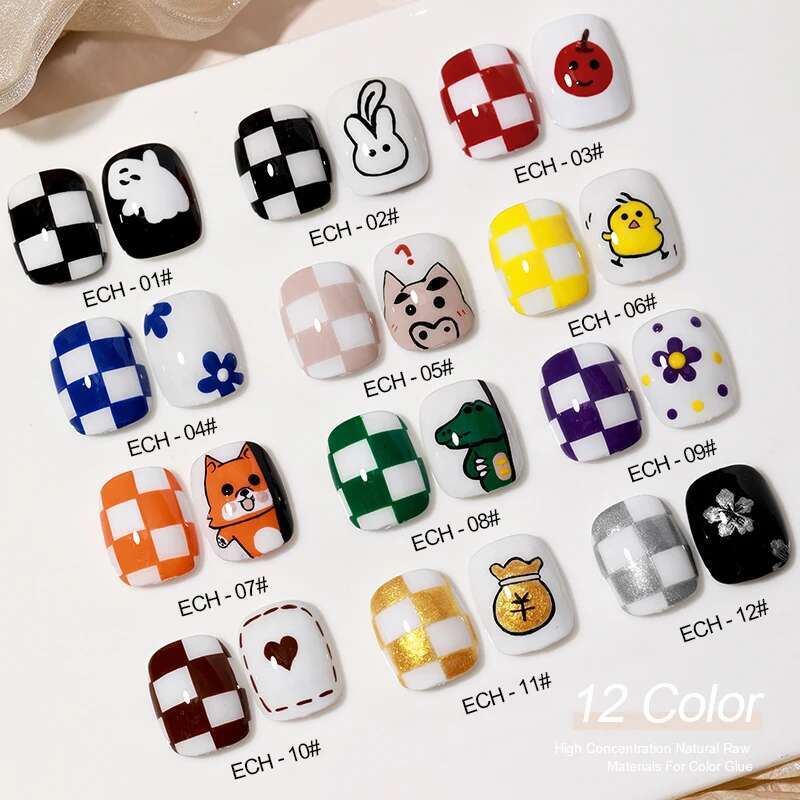 AS 12pcs Colorful Painting Set Art Vernis Semi Permanent Glitter Polish UV Nail Gel Manicure Kit