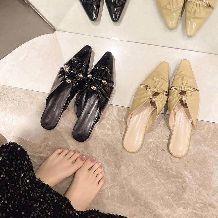 NEW hot Women Slippers Flat Bottom Pointed Toe Fashion Design Slip-on Versatile Triple Black Green Free shipping