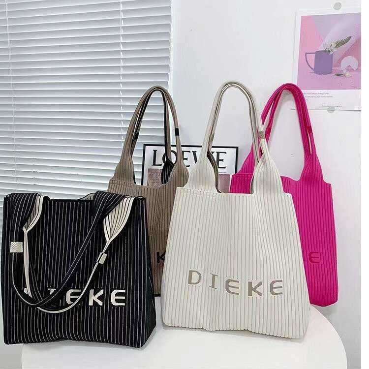 New Knitted Shoulder Diagonal Span Large Capacity Versatile Travel Commuter Letter City Office Shopping Bag
