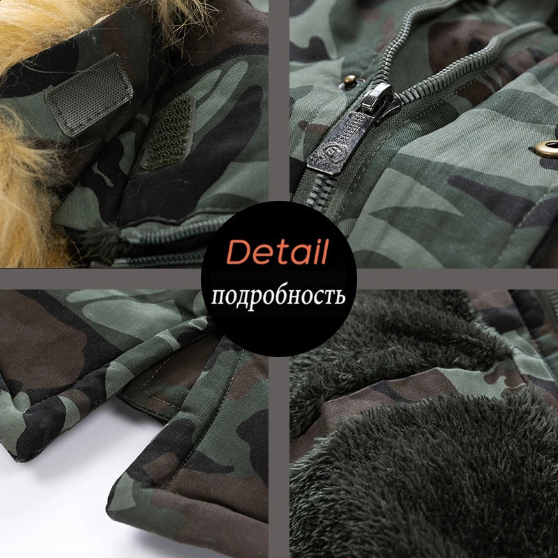 2024 Winter Outdoor Mens Cold Coat Warm Hunting Camouflage Thickened Midlength Cotton Work Windproof Clothing 250107