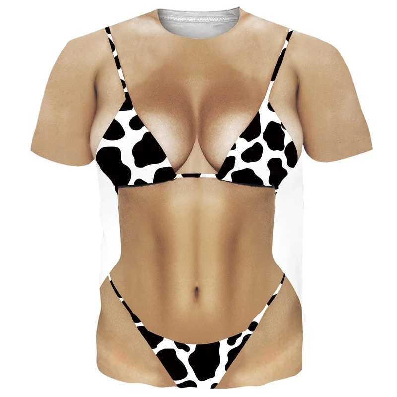 3d Print Women Bikini Graphic Funny Tshirt For Men Short Sleeve Oversized Tee Shirt Casual Creative Print Crewneck Tees Top X250113