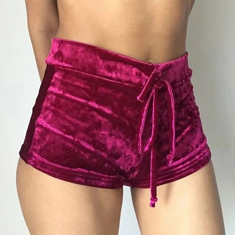 6 Colors Style Fitnes Velvet Drawstring Shorts Casual High Waist Sexy Skinny Sweatpants Streetwear 250107