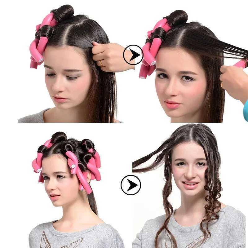 10pcs foam heatless curling stick soft bending curling tool sponge curler DIY hairstyle tool set random color W250113