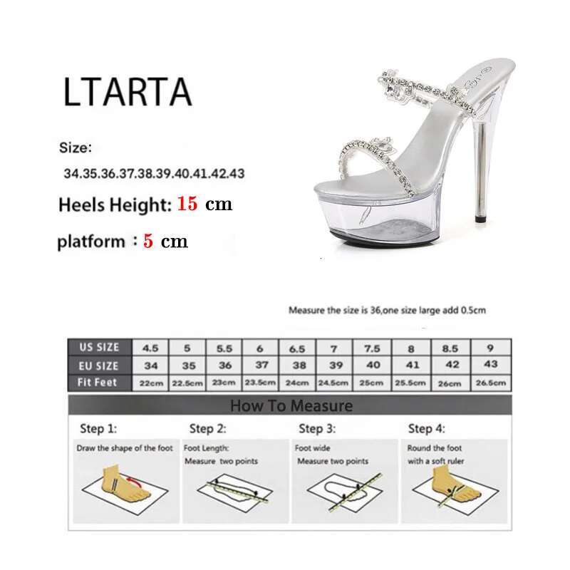 LTARTA Women's Shoes Stiletto Rhie Nightclub High Heels Catwalk Pole Dance Crystal 190 Series 15Cm Heel 5Cm Platform LFD