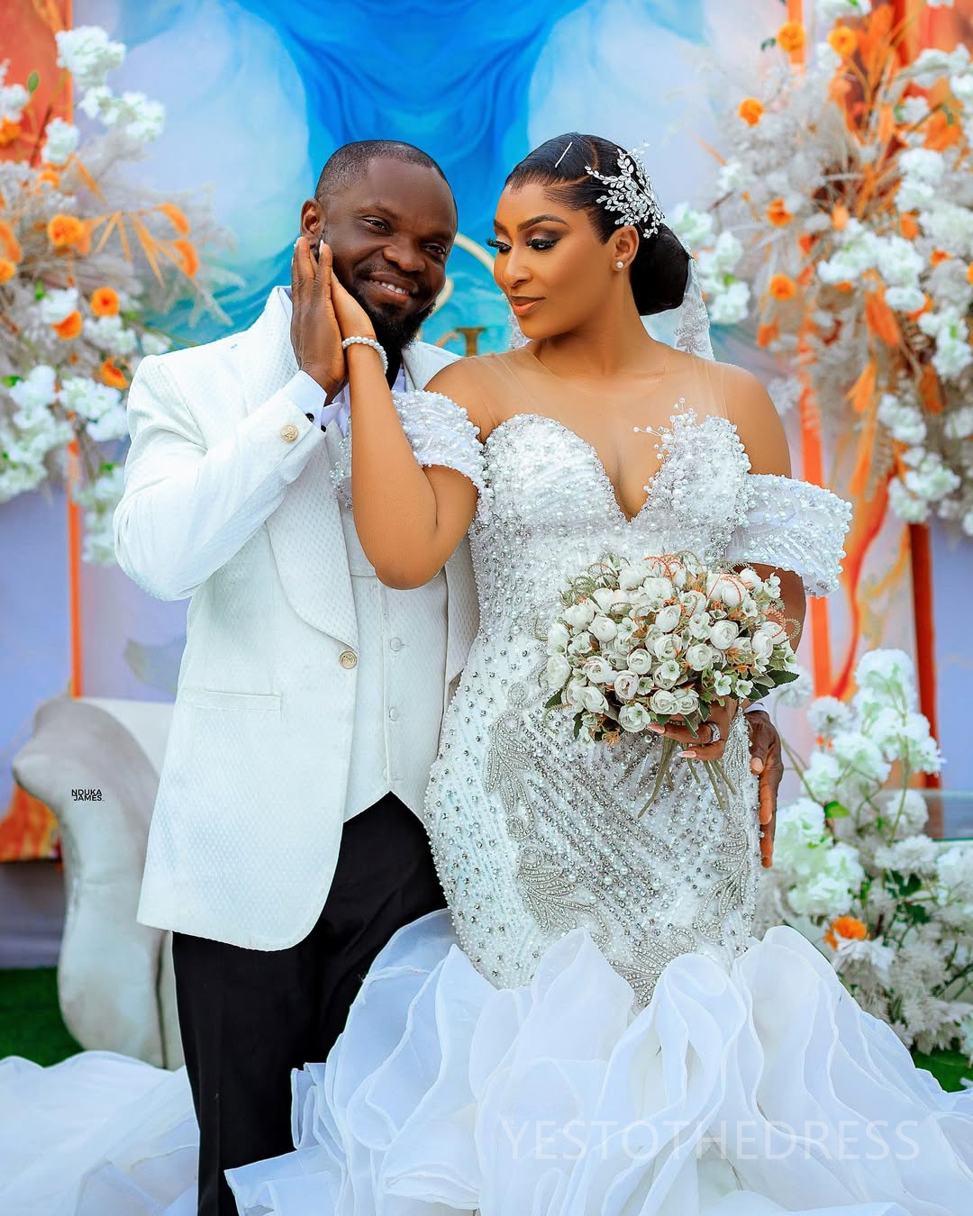 2025 Plus Size Aso Ebi Wedding Dress Bridal Gowns For Bride Mermaid Sheer Neck Long Sleeves Illusion Beaded Lace Tiered Organza Wedding Gowns For Blac