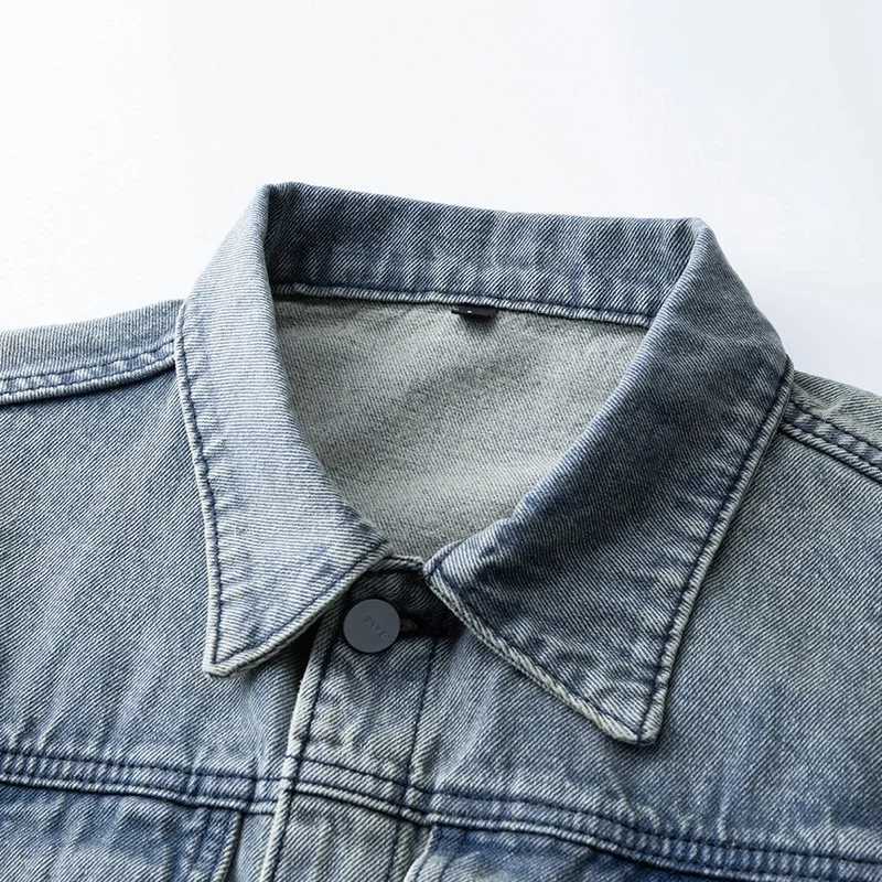 Autumn Winter Denim Jackets Men Fashion Letter A Embroidery Design Washed Vintage Mens Jacket Coat Oversize Mens Clothing X250113