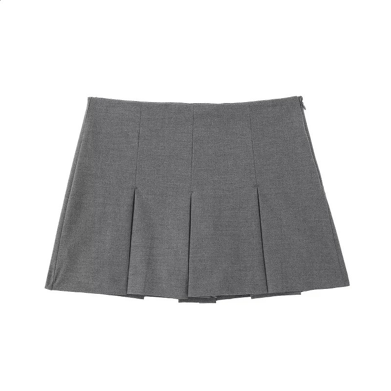 TRAF 2024 Pleated Skirt Shorts for Women High Waist Mini Short Summer Basic Skort Holiday Casual Ladies 250107