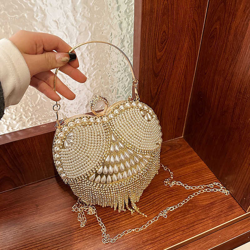 Bags Women's Bag 2024 New Fashionable Water Diamond Tassel Love Internet Celebrity Chain Crossover Banquet 250113