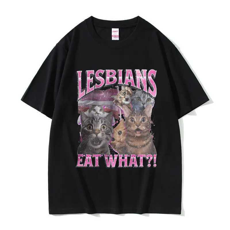 Lesbians Eat What Graphic T-shirt Men Women Fashion Oversized Streetwear Unisex Casual Soft Cotton Short Sleeve Male Loose Tees X250113