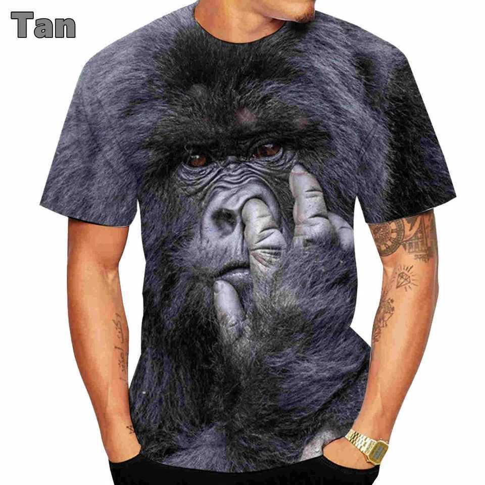 Fashion Casual Mens New 3D Design Spoof Gorilla Funny Monkey T-Shirt Funny Pout Monkey Printing Summer Short Sleeve Shirt Tops X250113