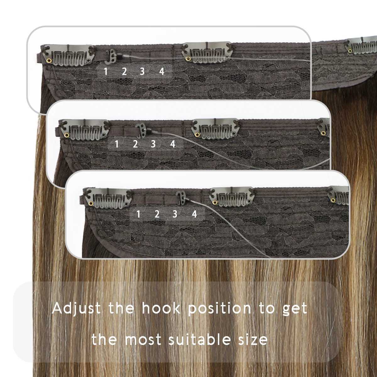 (New) VINBAO Halo Hair Extensions Real Human Hair Secret Wire Hair Extensions for Women W250113