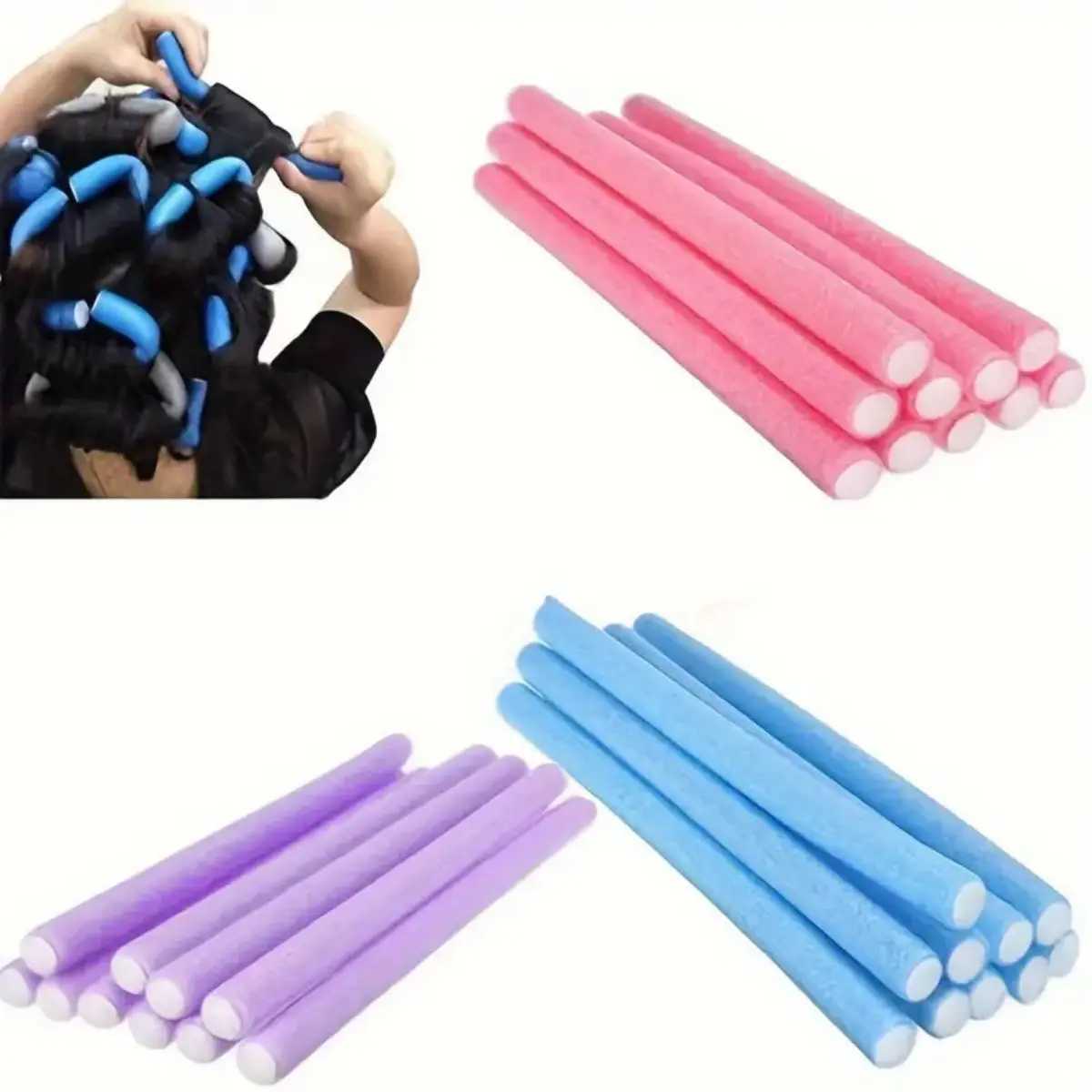 10 piece flexible heatless curler - curling stick for DIY soft foam curling - hair styling tools - normal hair type W250113