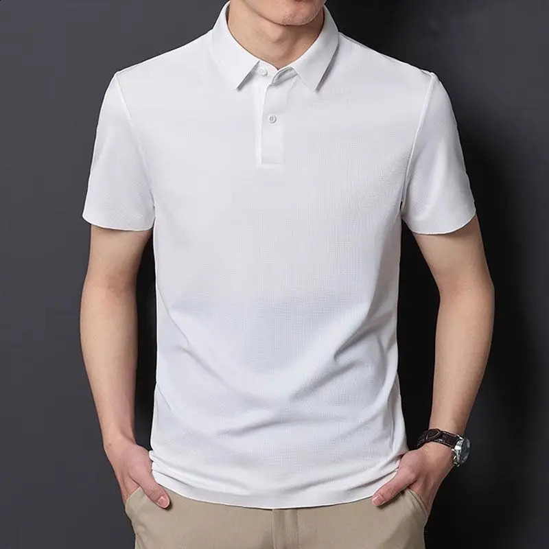 Smart Casual Simplicity Summer Polo Shirts Mens Turndown Collar Solid Button Comfortable Breathable Loose Short Sleeve Tops 250113