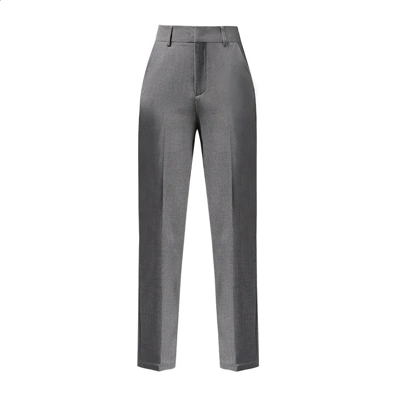 Gray Trousers Autumn Cropped High Waist Slimming Suit Pant Korean Version for Temperament Cigarette Pa 250102