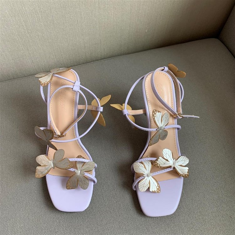 Women Sandals Fashion High Heel Design Butterfly Slim Gentle Style Versatile Triple Beige NEW hot hot Purple Free shipping