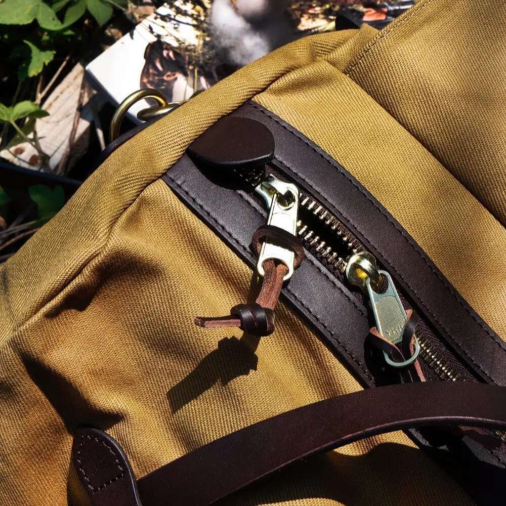 Tailor Brando Saddle Leather Shoulder Strap & 22Oz Waterproof Canvas Size 50*33*20Cm American Retro 70325 Medium Rravel Handbag