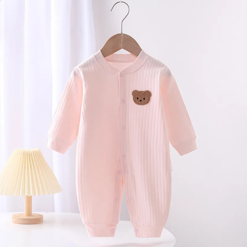 Baby Rompers for Boys Girls born Bodysuit One Piece Solid Color 100 Cotton 0-24M Long Sleeve Loungewear Outfit 250113