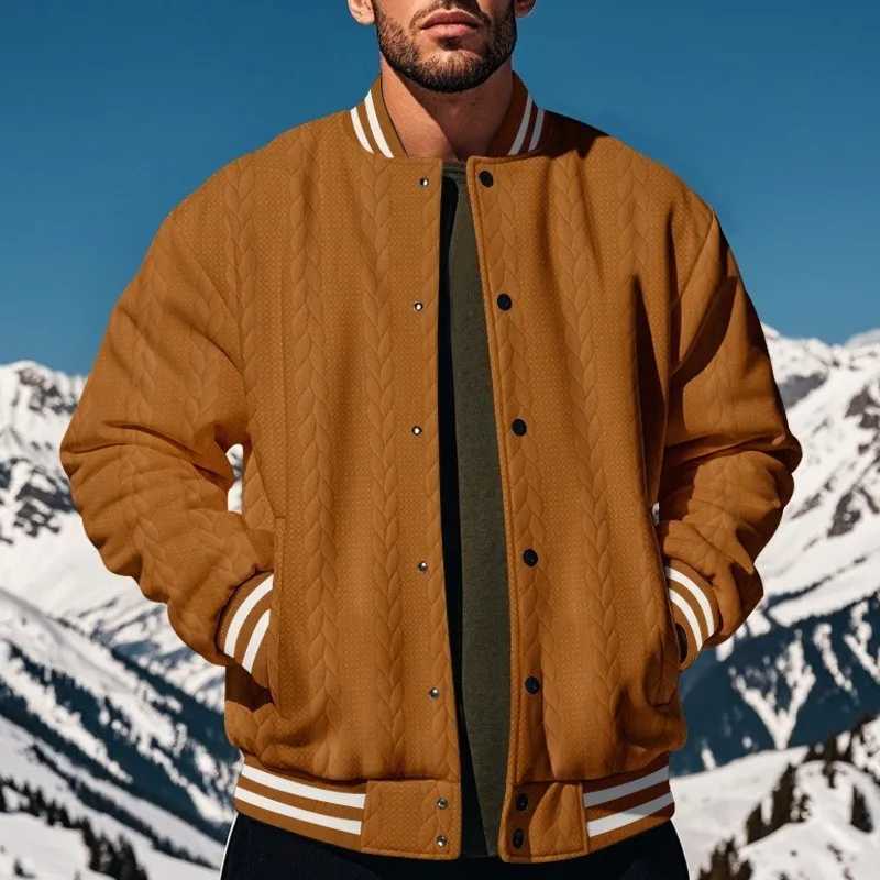 New Design Spring And Autumn Fashion Mens Solid Color Jacquard Baseball Jacket Casual Wear Button Loose Comfortable Cardigan To X250113