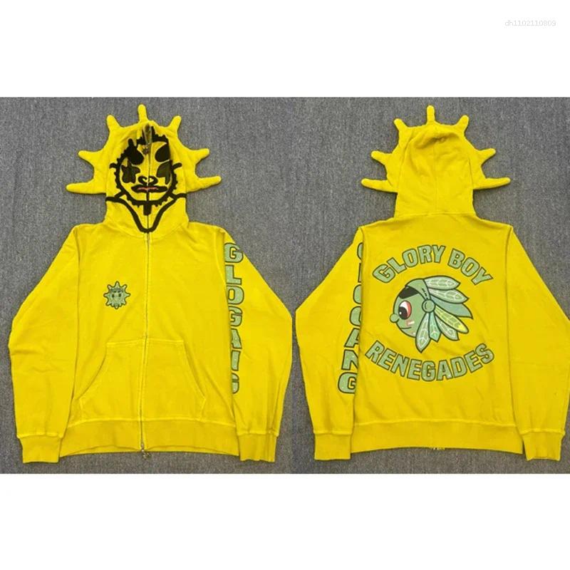 Men's Hoodies 24SS High Quality Glo Gang The Glory Hoody Heavy Industry Diamond-studded Hat Fashion Brand Men Women Patchwork Design