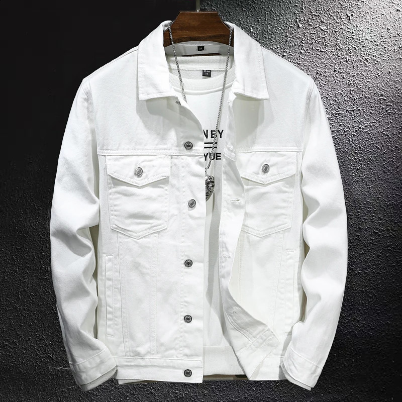 White Armygreen Classic Vintage Denim Jacket Mens Street Fashion Japanese Casual Coat Male Jean Jackets Plus Size 5XL 250110