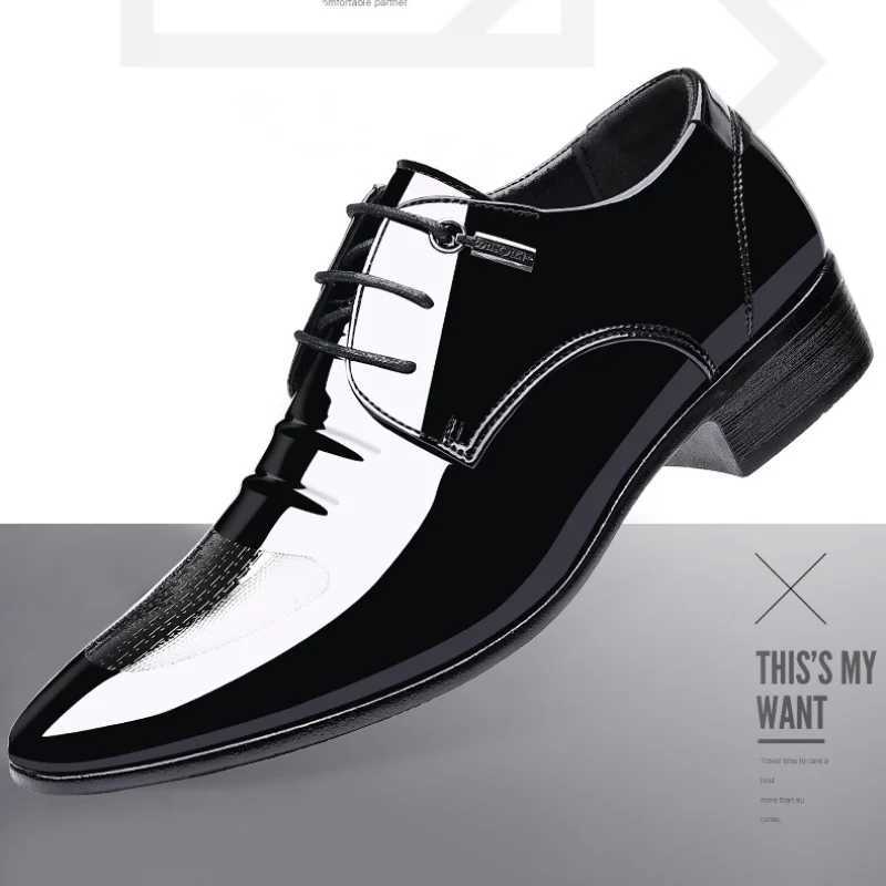 Luxury Business Oxford Leather Shoes Men Breathable Patent Leather Formal Shoes Plus Size Man Office Wedding Flats Male BlackXJ250113