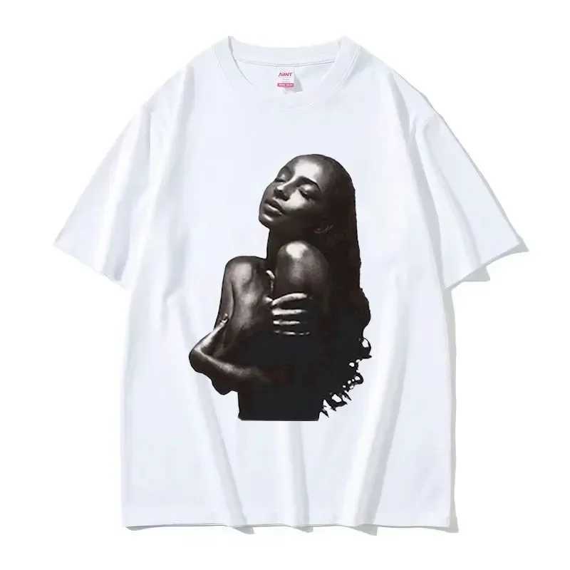 90s Singer S-Sade Print Graphic T Shirt Men Women Hip Hop Vintage Short Sleeve T-shirts Cotton Oversized T-shirt Streetwear X2501139