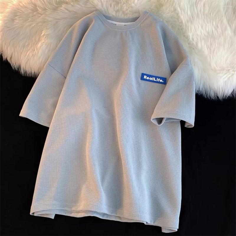 Mens T Shirts Cool Waffle T-shirts For Men Basic Tee Casual Shirt Oversized Tops Gray Quality Unisex Short Tshirts Tees Clothing