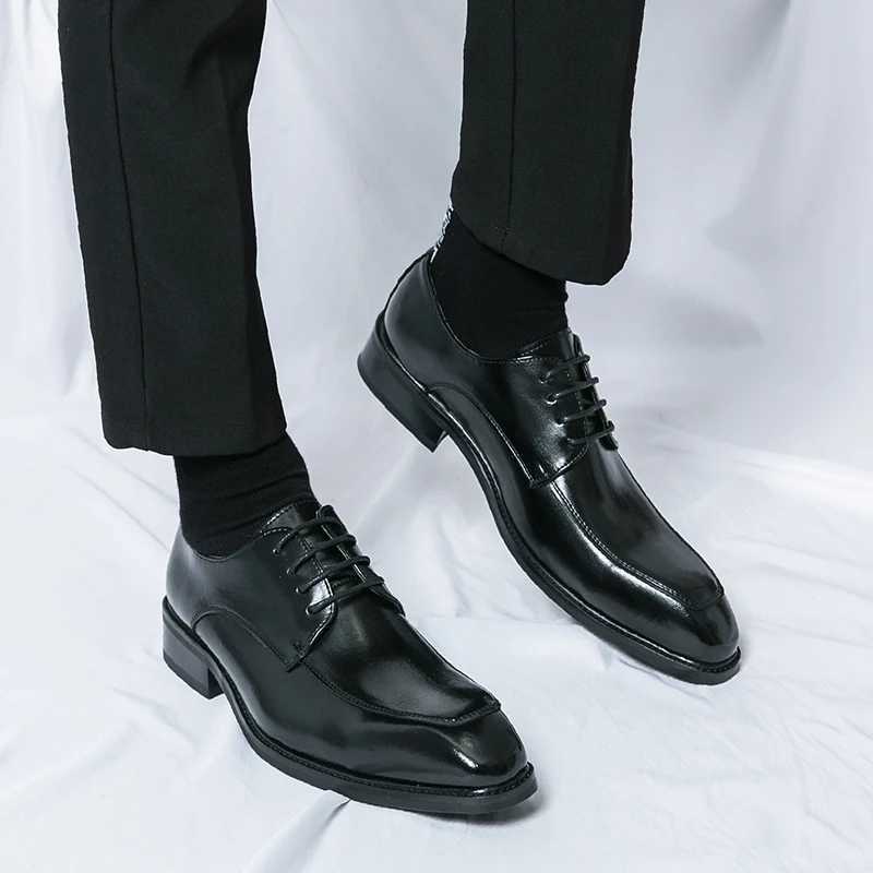 Hot Fi British Style Business Leather Shoes Formal Office Dress Shoes Brogue Shoes Mens Leisure Black Shoes Plus Size 38-46XJ250113