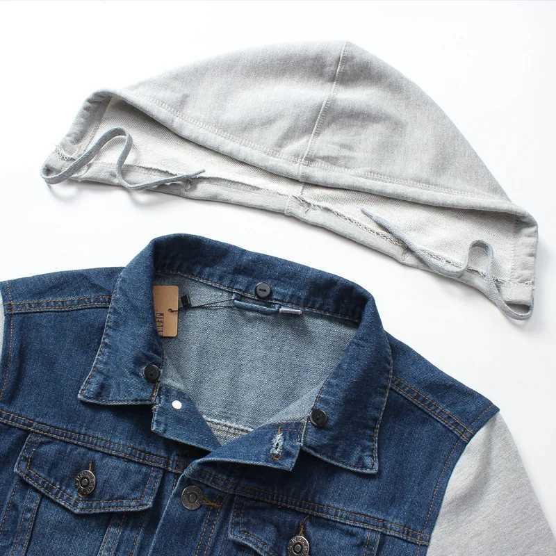 Mens casual denim jacket hooded jacket trendy and personalized simple mens jacket loose size fashionable denim top X250113