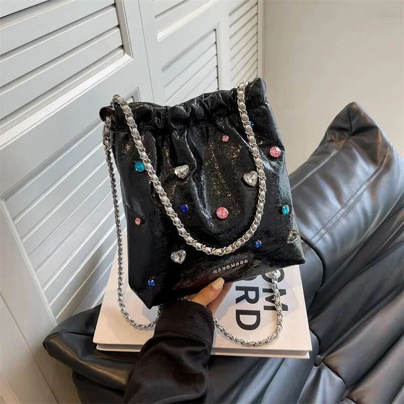 Dias Design Sier Leather Crossbody Bags For Women 2024 Designer Korean Fashion Chain Shoulder Bag Handbags