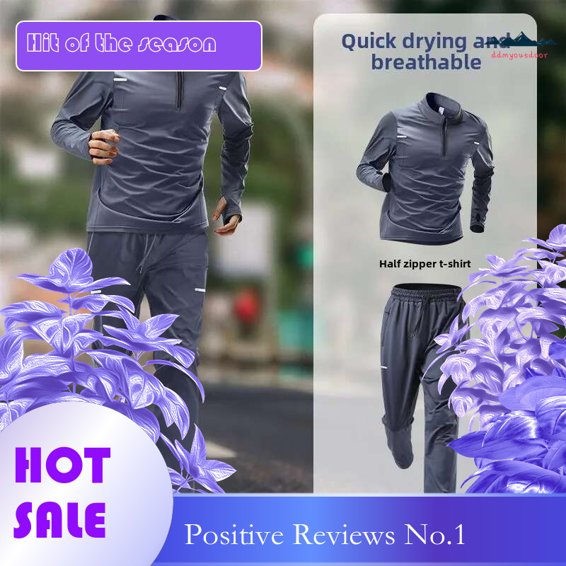 Ddmyoutdoor China Domestic Men S Autumn Running Quick Dry Long Sleeve Tracksuit Set Fiess Outdoor Morning Jogging Sportswear With Training Pants