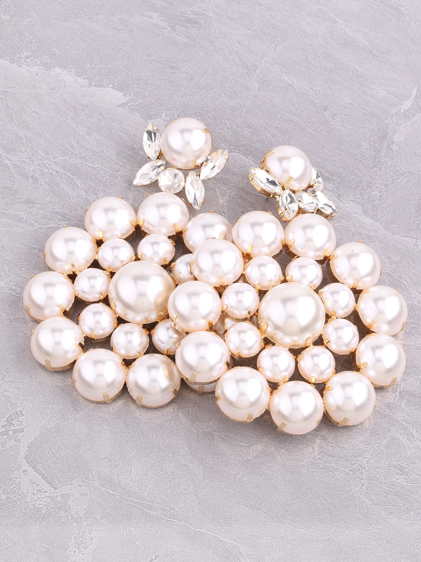 Rhinestone Wedding Earrings Simulated Pearl Bridal Round Drop Earrings Female Declaration Jewelry Accessories 250110
