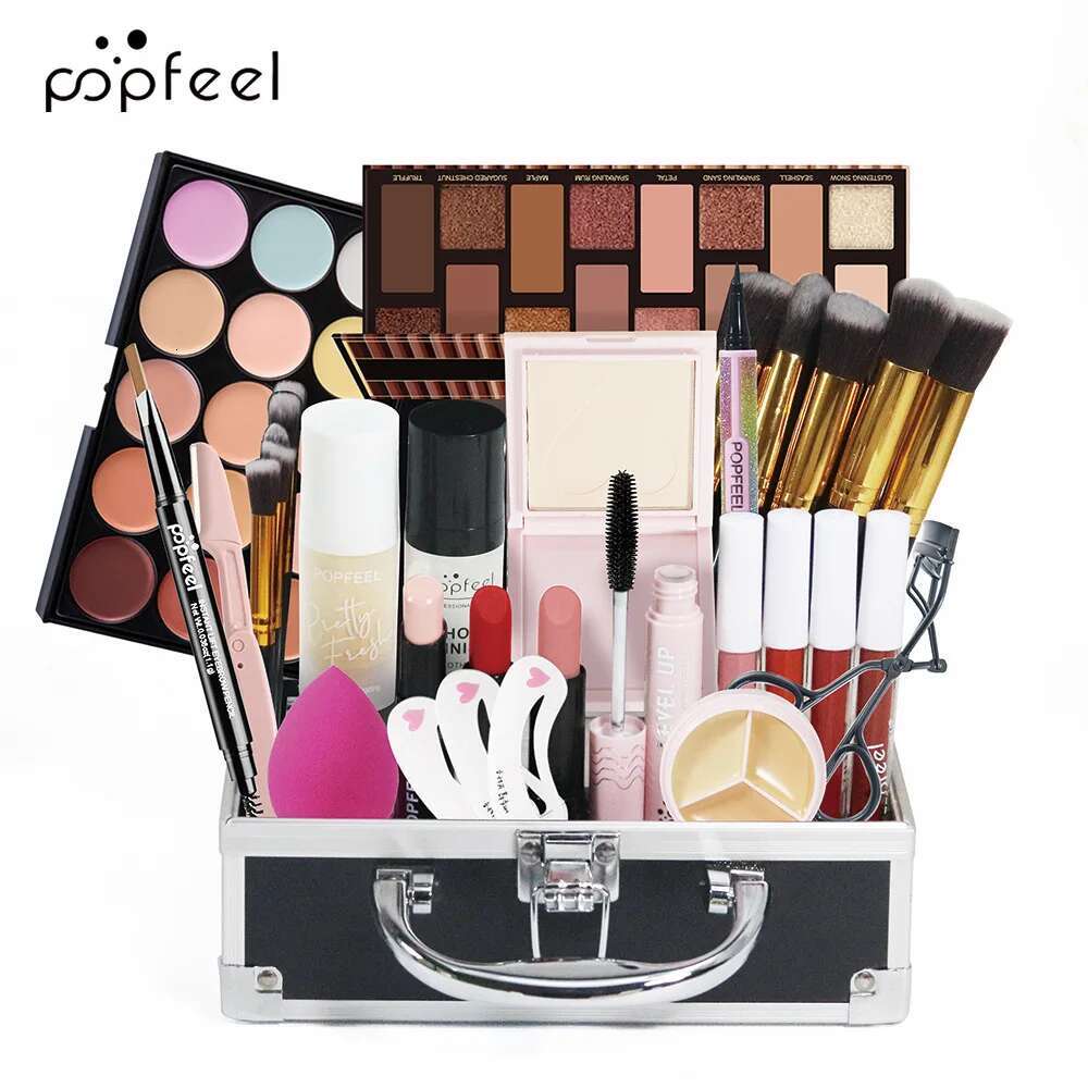 Kit Full Set Box Glitter Eyeshadow Plate Powder Blush Lipstick Foundation Professional Multifunctional Women Makeup Gift