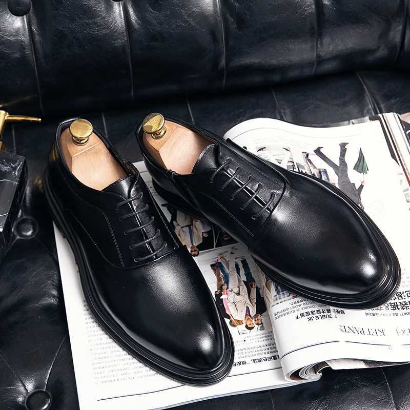 Business Formal Leather Shoes Mens Casual with Suit Low Top Solid Wedding Shoes Color Fi Oxford Shoes Pointed Office ShoesXJ250113