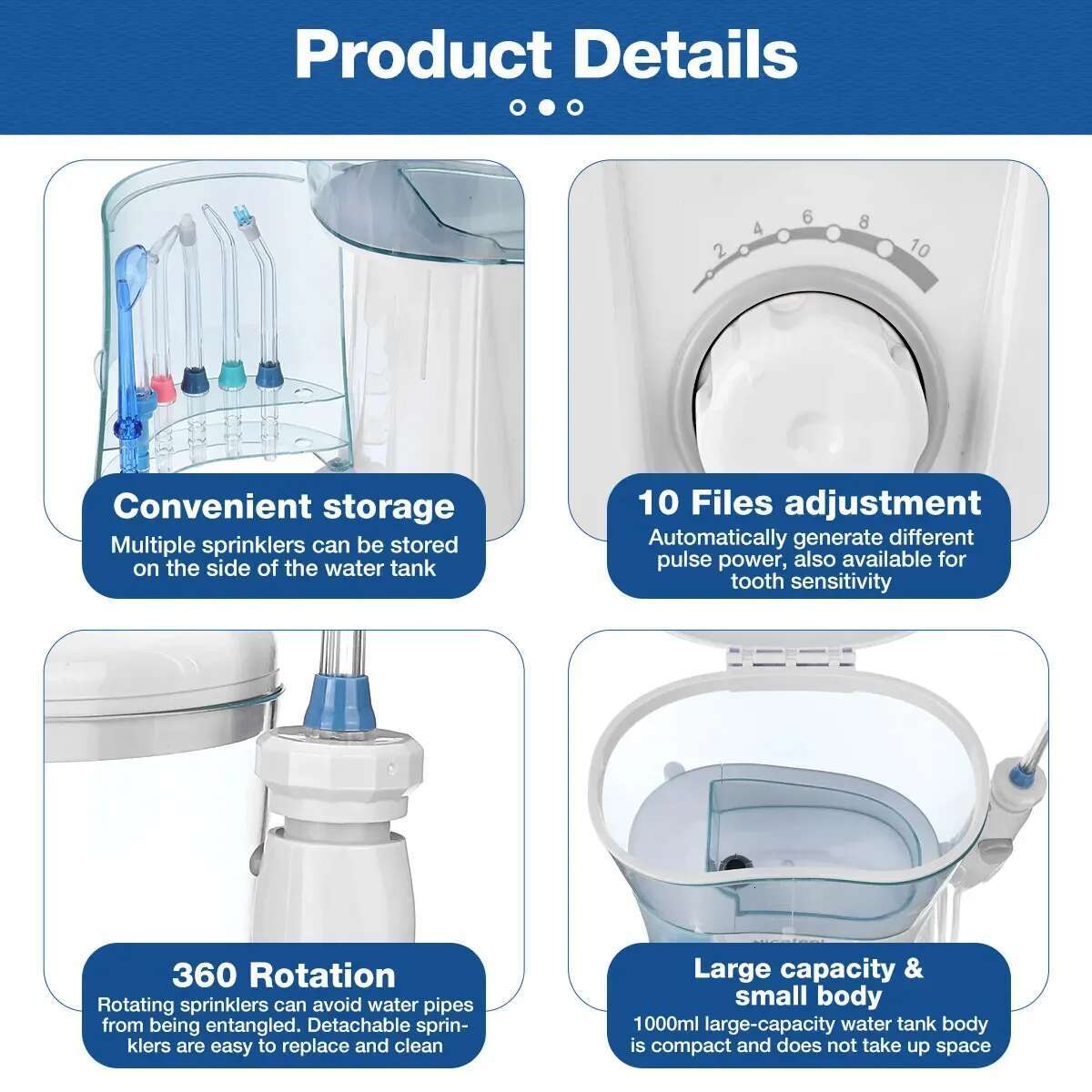 Irrigator FC188G 7 Pcs Jet Tips Water Electric Cleaner 1000ml Hygiene Dental sser For Oral