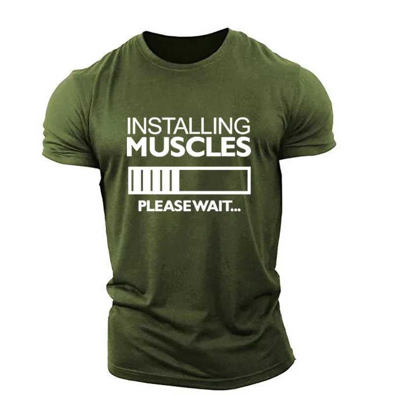 Mens Muscles Letter English Elements T-shirts Short Sleeve Summer Casual Sporty Gym Tops 3D Print O-Neck Big Size Male Tee X250113