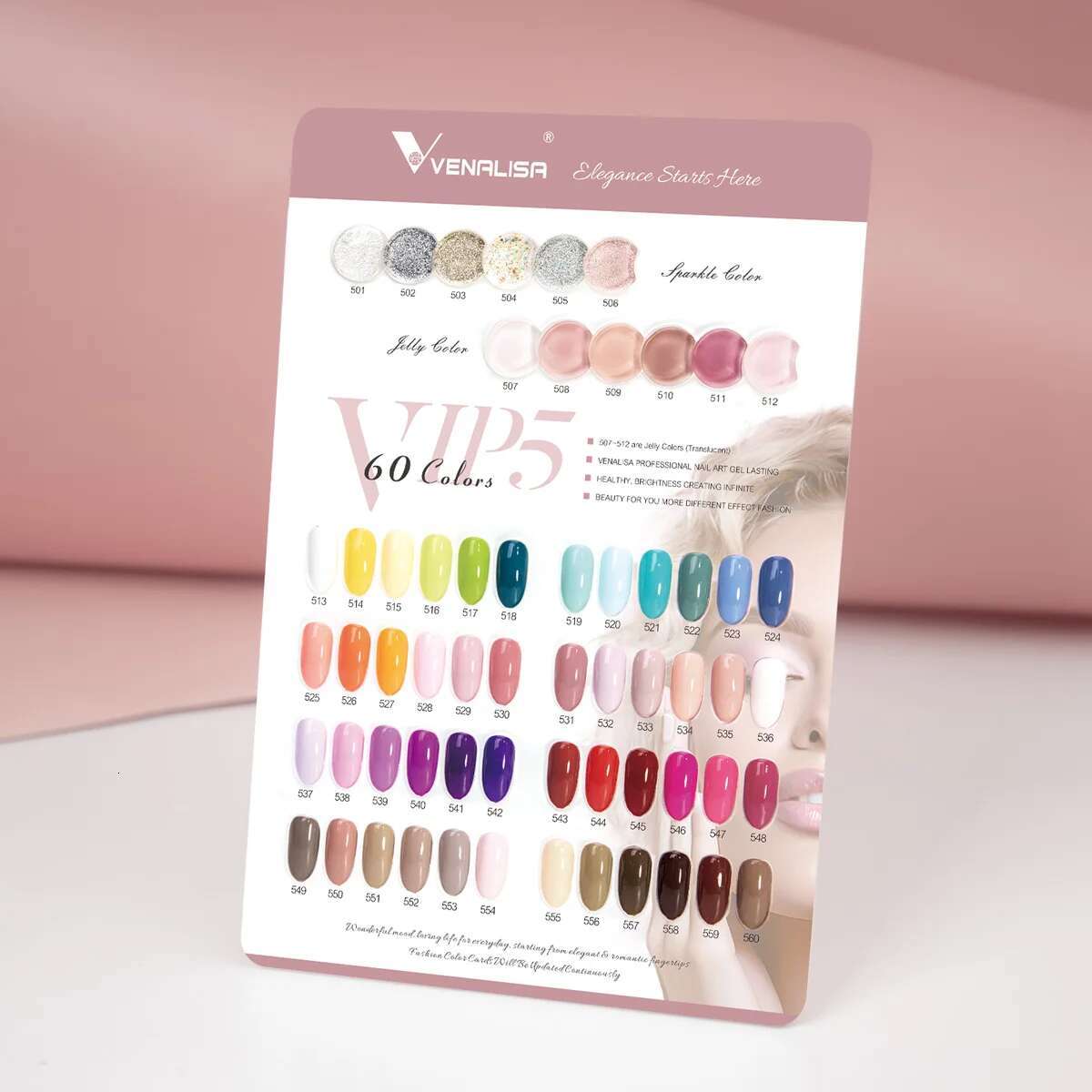 VIP5 VENALISA Polish Kit Hema Free Nude Pink Glitter Gorgeous Color Manicure Soak off UV LED Nail Gel Varnish Set