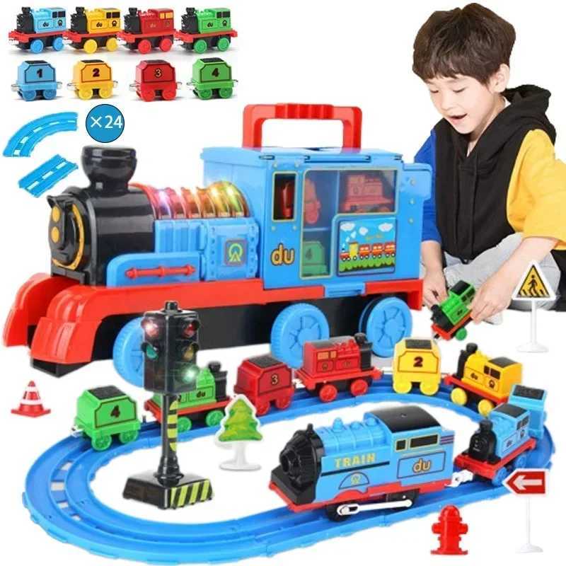 Thomas and Friends Rail Train Suit Racing Track Orbital Set Big Size Train Storage Box Toy Casting Alloy Model Children Toy Gift X250113