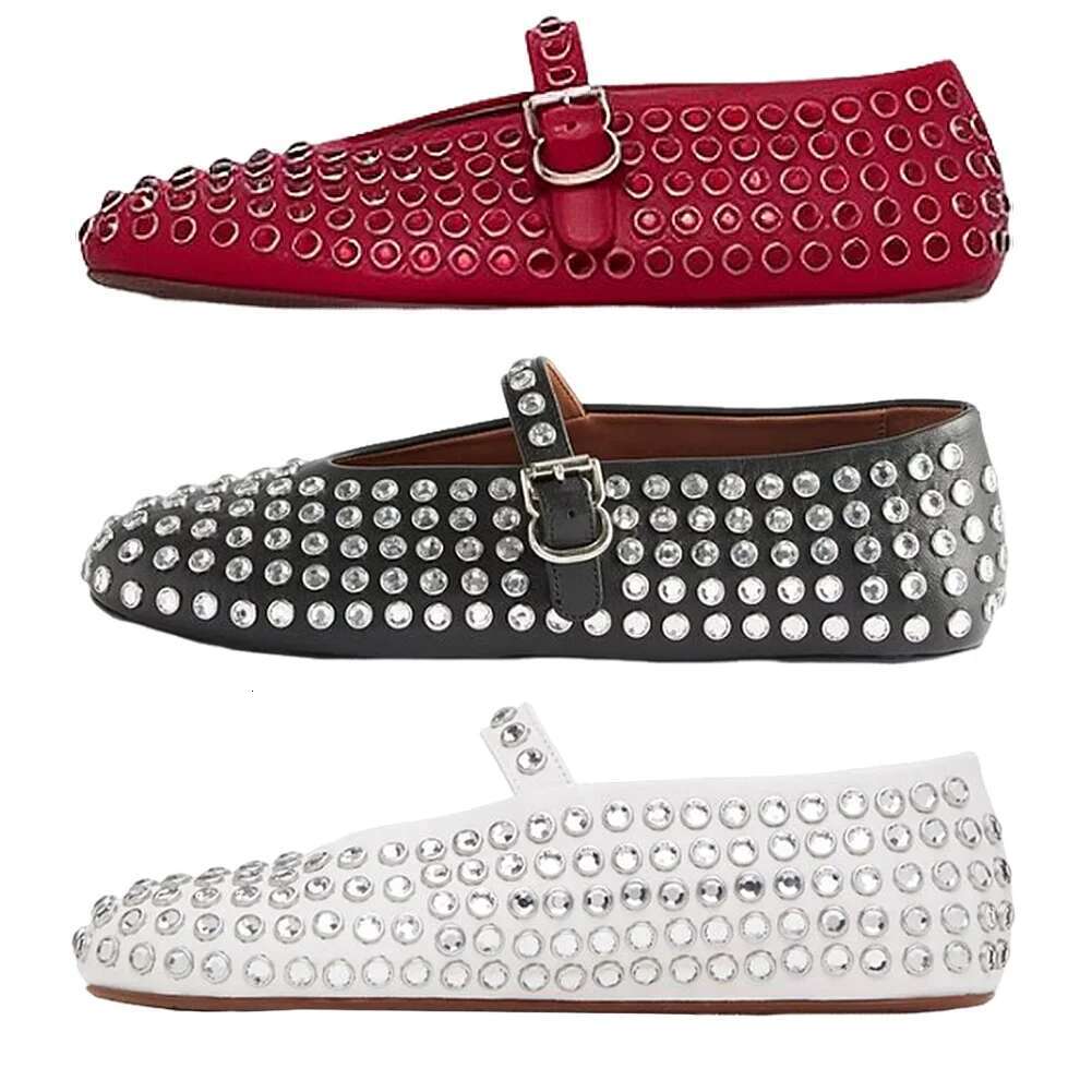Women Shiny With Buckle Strap Rhie Ballet Flats Crystal Ballerina Comfortable Female Casual Shoes