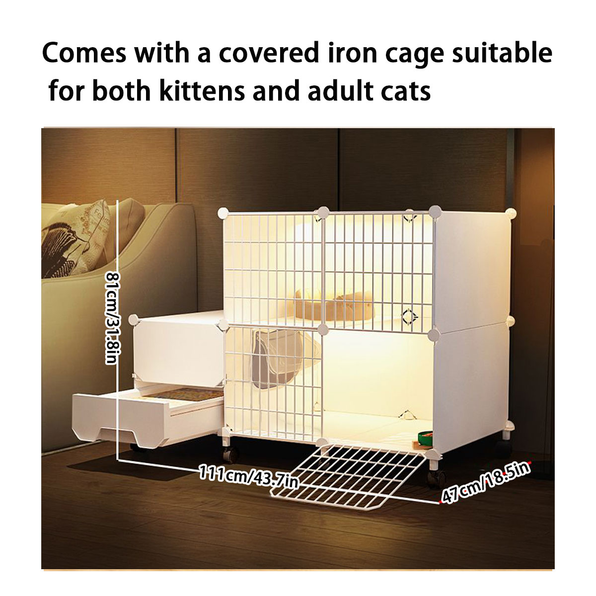 Indoor Winter Warmer Cat Home with Built-in Litter Box - Compact Pet Enclosure for Small Spaces